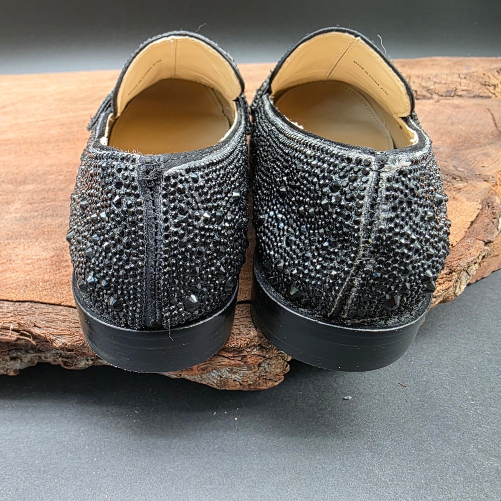 Betsey Johnson SB-ARON Loafers Womens 6M Black Rhinestone Studded Blue Sole Luxe - Picture 4 of 7